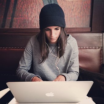 A beautiful woman with her laptop